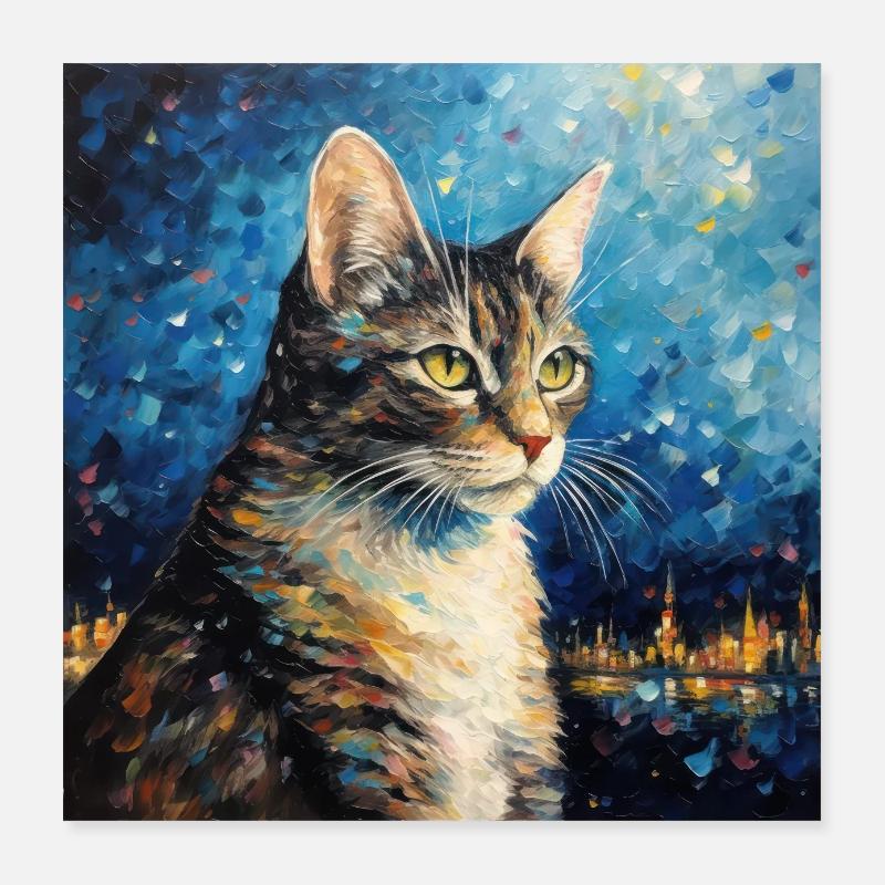 Chat, Motif De Chat Poster 40 x 40 cm