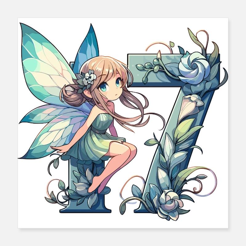 17 ans fée elfe mignon cadeau d’anniversaire Poster 40 x 40 cm