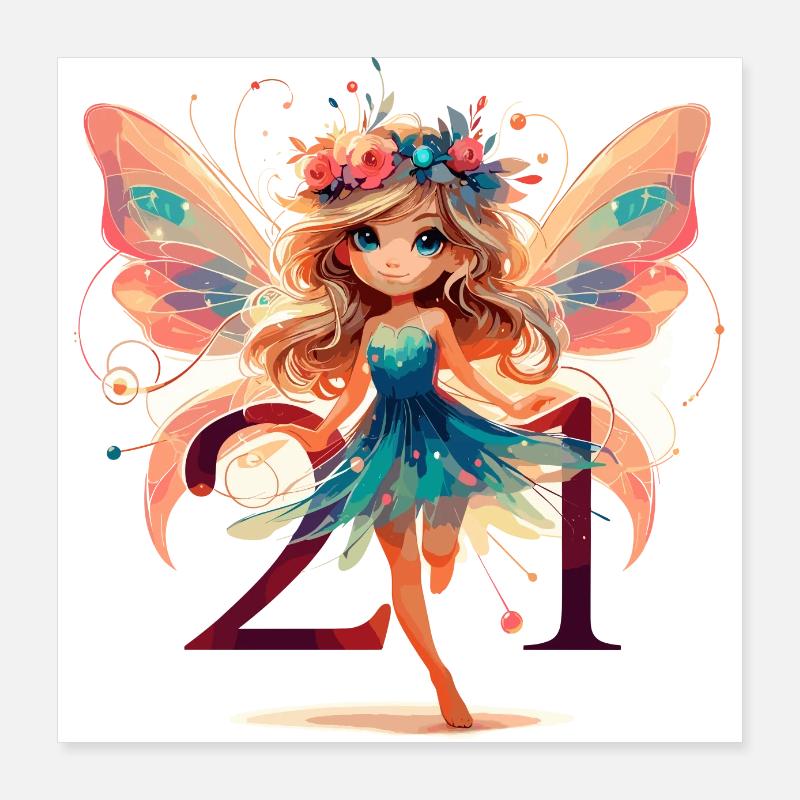 21 Years Fairy Elf Design Poster 16" x 16" (40x40 cm)