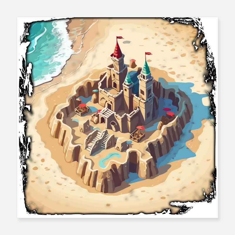 Château de sable / Construction / Jouer / Château / Vacances Poster 40 x 40 cm