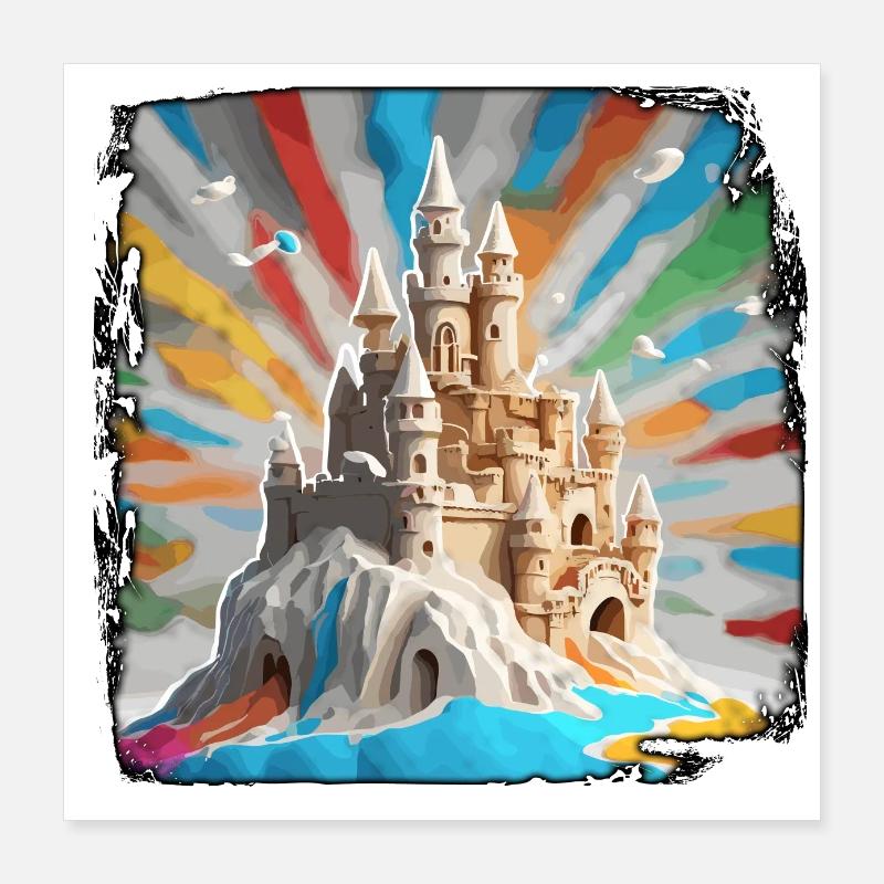 Château de sable / Construction / Jouer / Château / Vacances Poster 40 x 40 cm