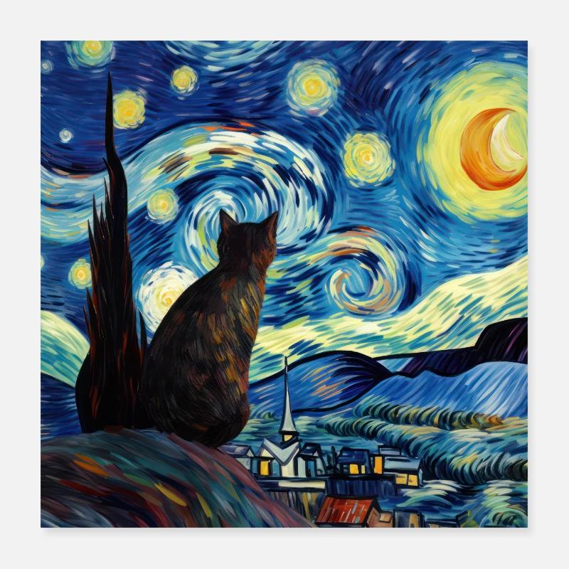 Chat, Motif De Chat Poster 40 x 40 cm