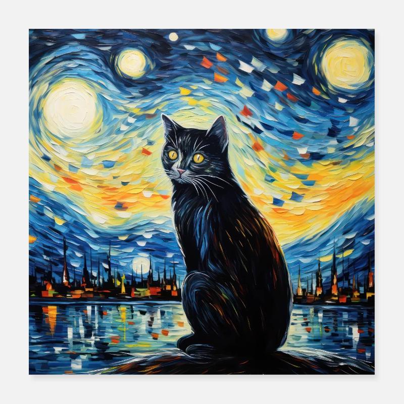 Chat, Motif De Chat Poster 40 x 40 cm