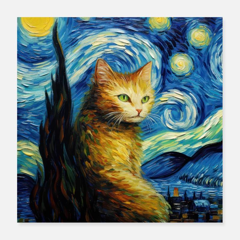 Chat, Motif De Chat Poster 40 x 40 cm