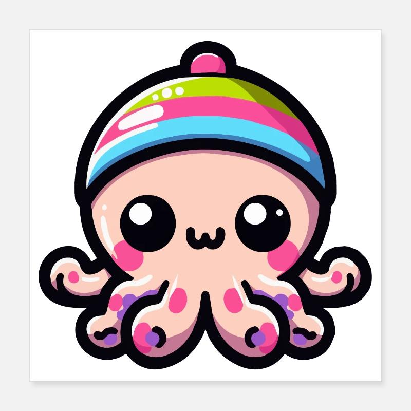 Mignon bébé poulpe kawaii Poster 40 x 40 cm