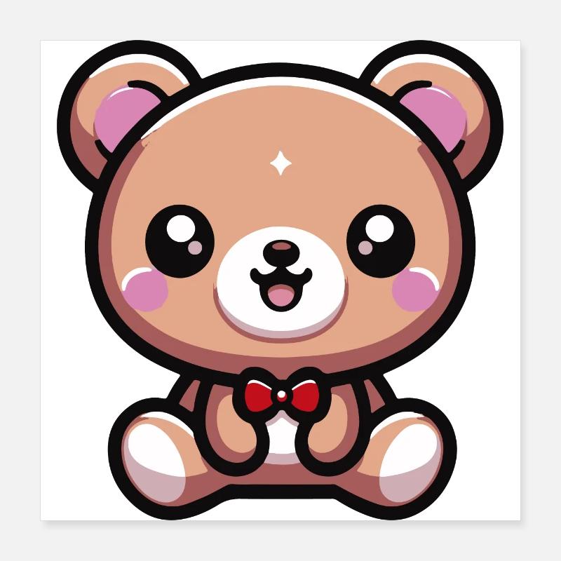 Cute Kawaii Teddy Bear 2 Poster 16" x 16" (40x40 cm)