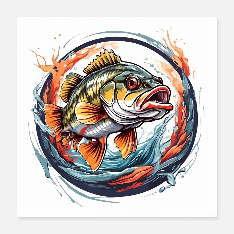 Barsch im Farbkreis Poster 40x40 cm
