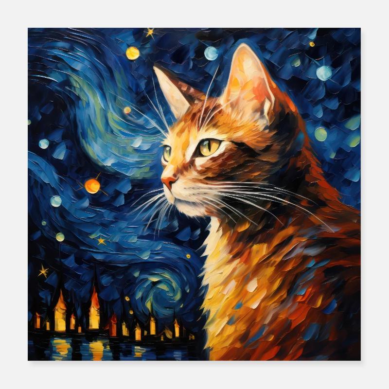 Chat, Motif De Chat Poster 40 x 40 cm