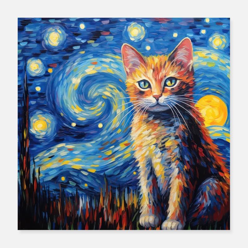 Chat, Motif De Chat Poster 40 x 40 cm