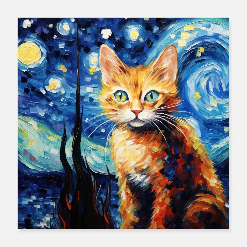 Chat, motif chat, cadeau Poster 40 x 40 cm