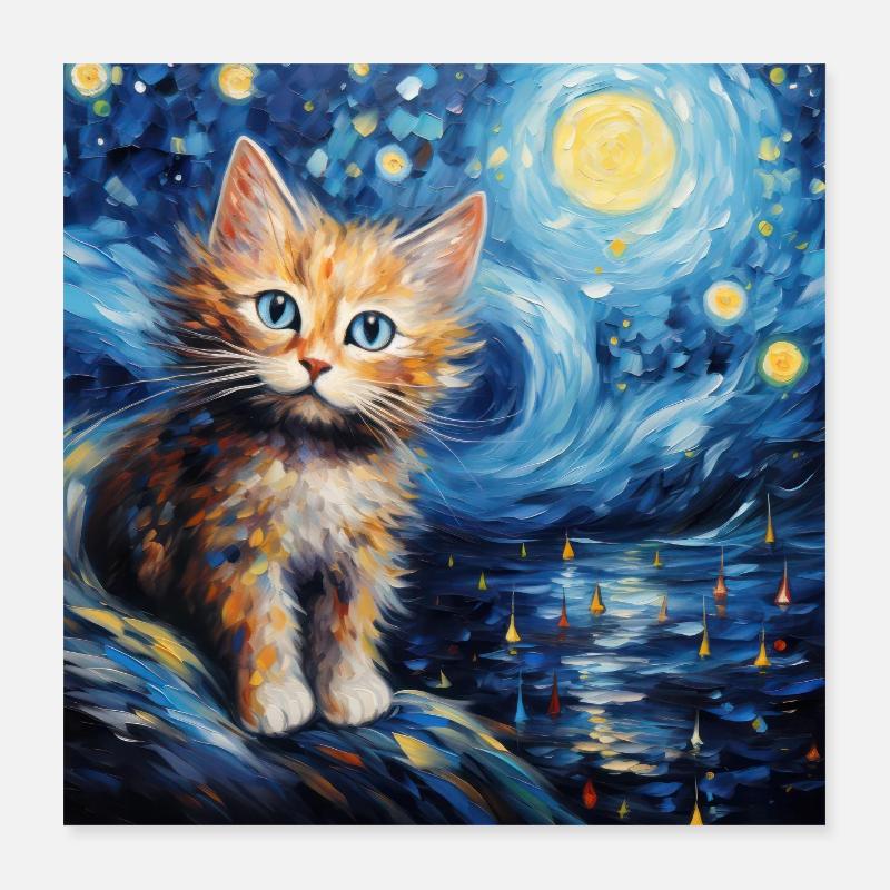 Chat, motif chat, cadeau Poster 40 x 40 cm