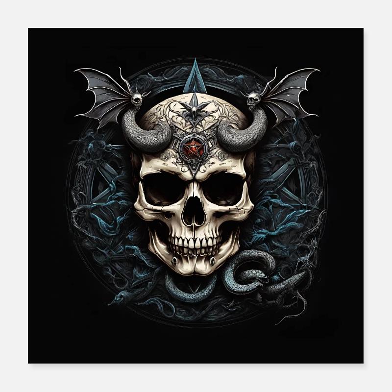 Skull motif decorative skull with snake Poster 16" x 16" (40x40 cm)