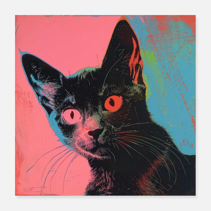 Cat, cat motif, pop art, gift, gift idea Poster 16" x 16" (40x40 cm)