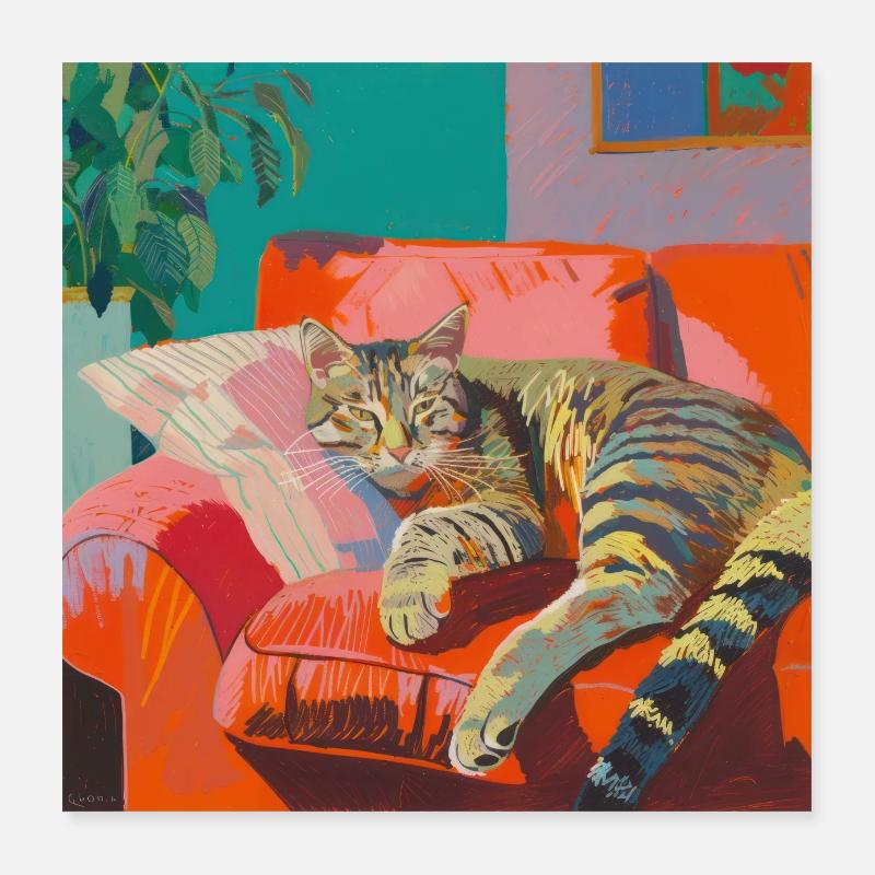 Chat, motif chat, pop art, cadeau, idée cadeau Poster 40 x 40 cm