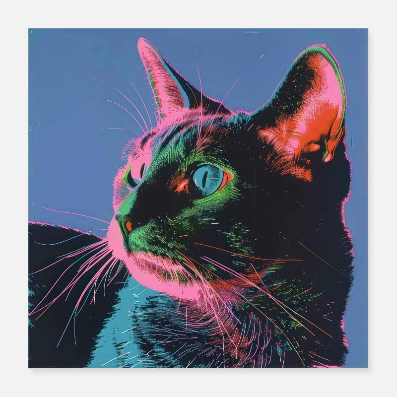 Chat, motif chat, pop art, cadeau, idée cadeau Poster 40 x 40 cm