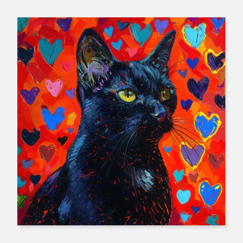 Chat, motif chat, pop art, cadeau, idée cadeau Poster 40 x 40 cm