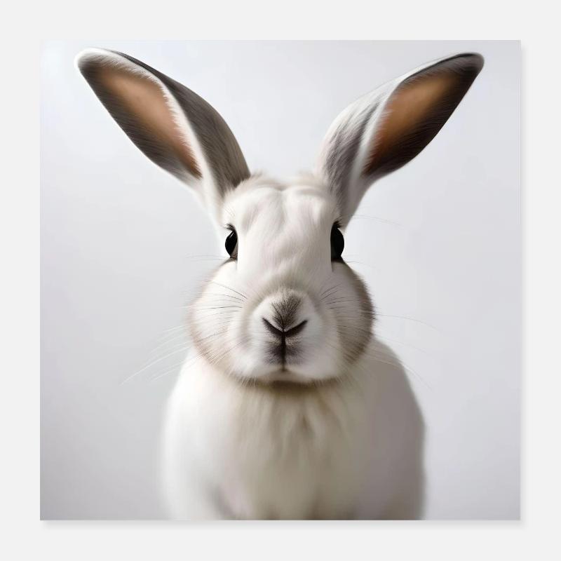 Illustrated White Rabbit Poster 16" x 16" (40x40 cm)
