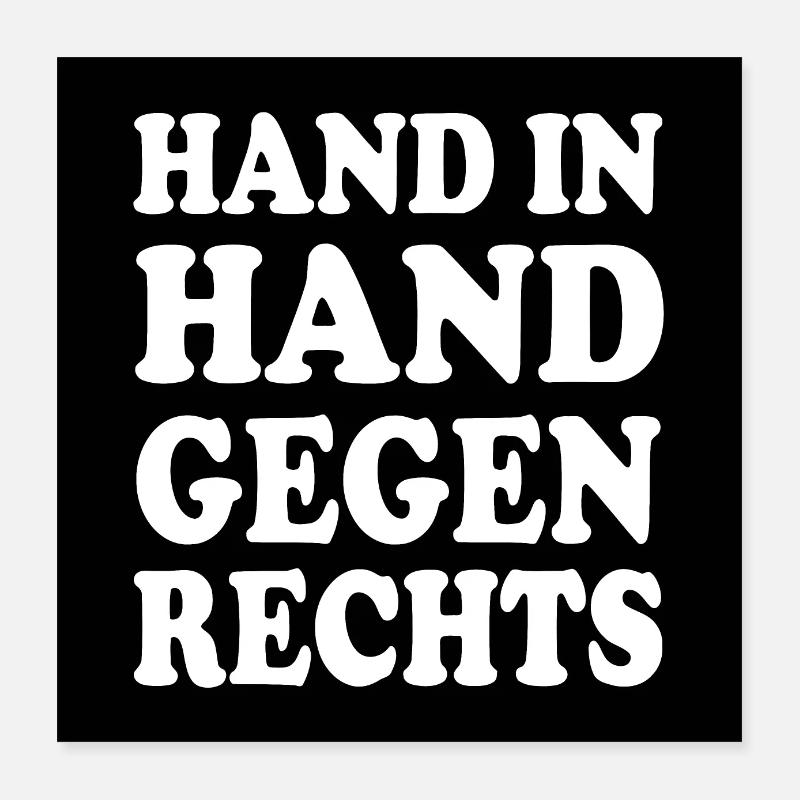 Hand in hand gegen rechts Poster 40x40 cm