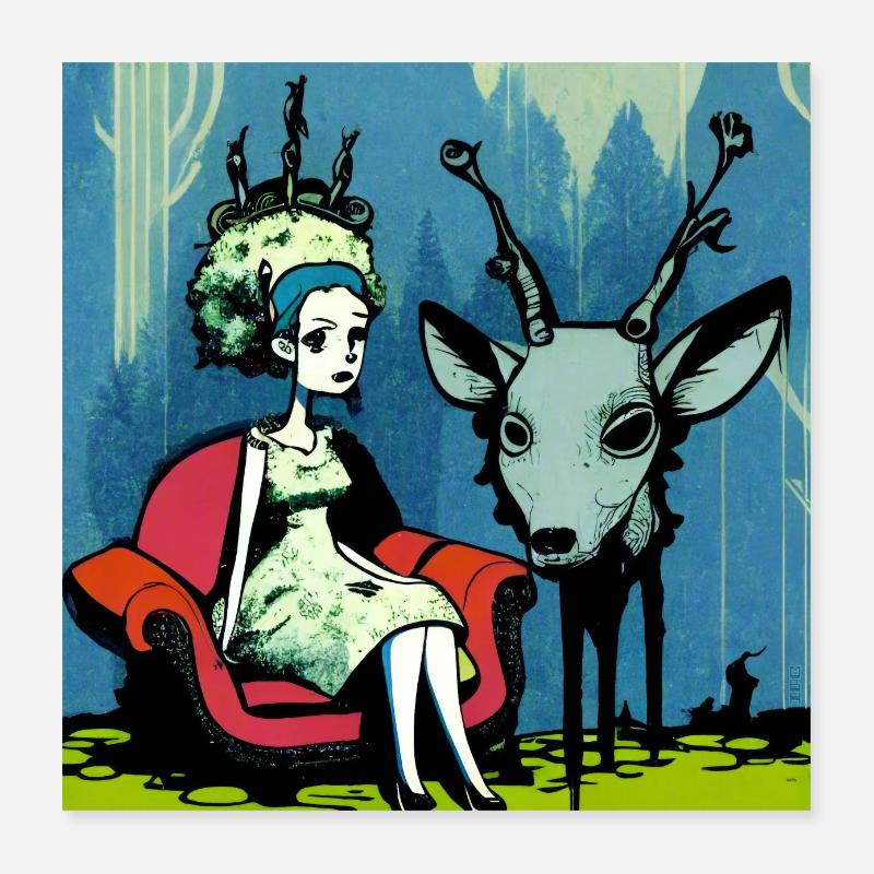 Psychedelischer Hirsch 01 Poster 40x40 cm