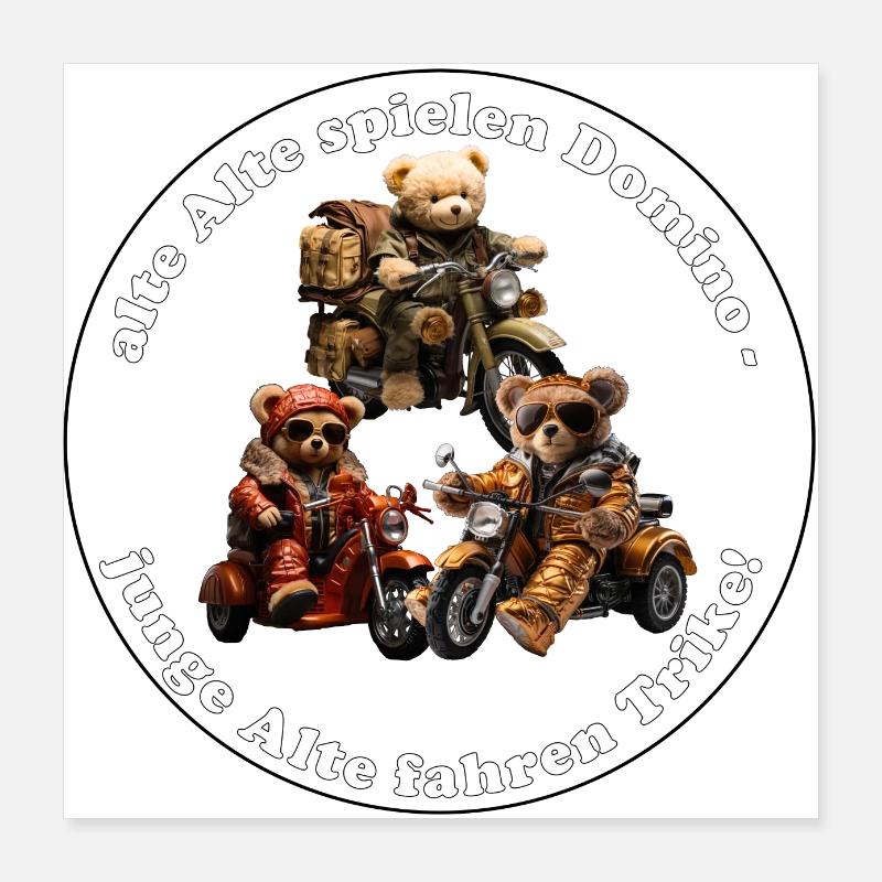 Faire du tricycle avec des aînés Poster 40 x 40 cm