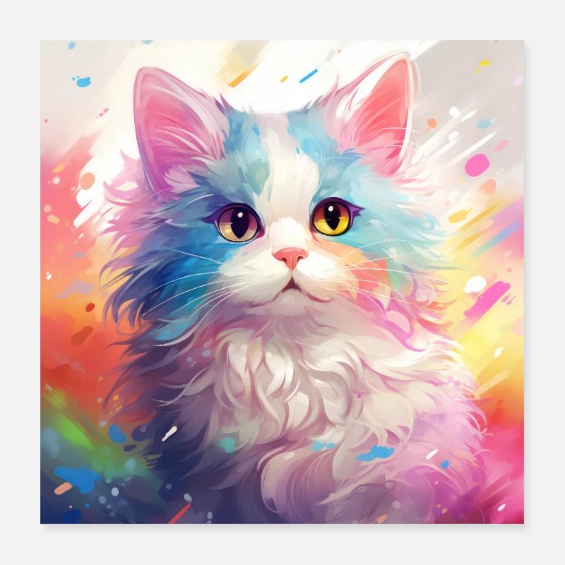 cat, cat motif, anime, gift, gift ideas Poster 16" x 16" (40x40 cm)