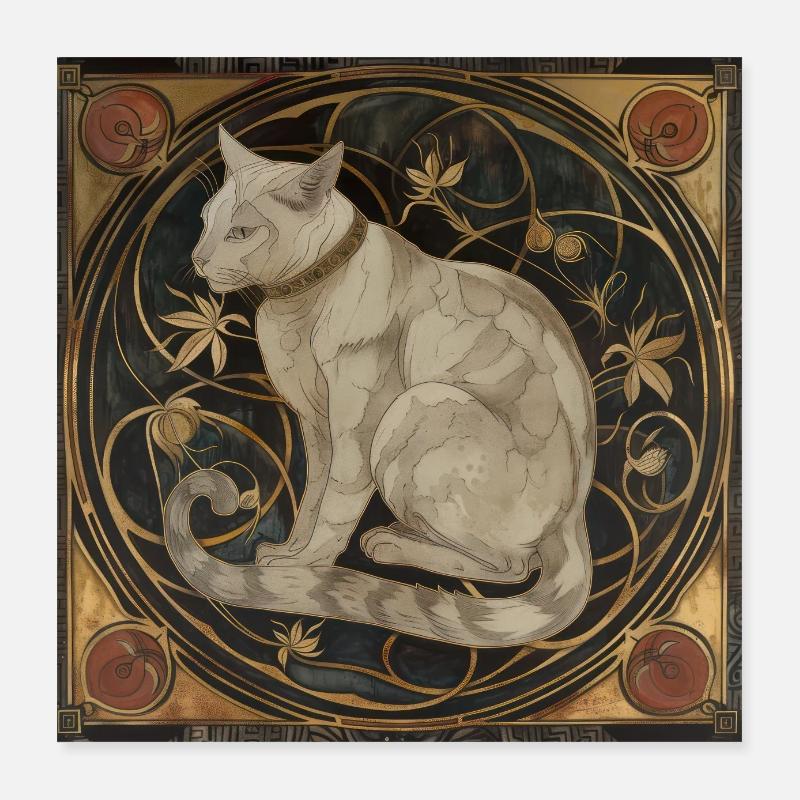 Chat, motif de chat, vintage, cadeau Poster 40 x 40 cm