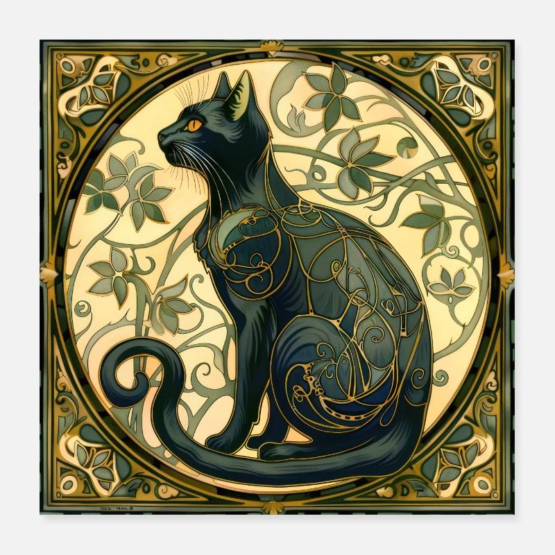Chat, motif de chat, vintage, cadeau Poster 40 x 40 cm