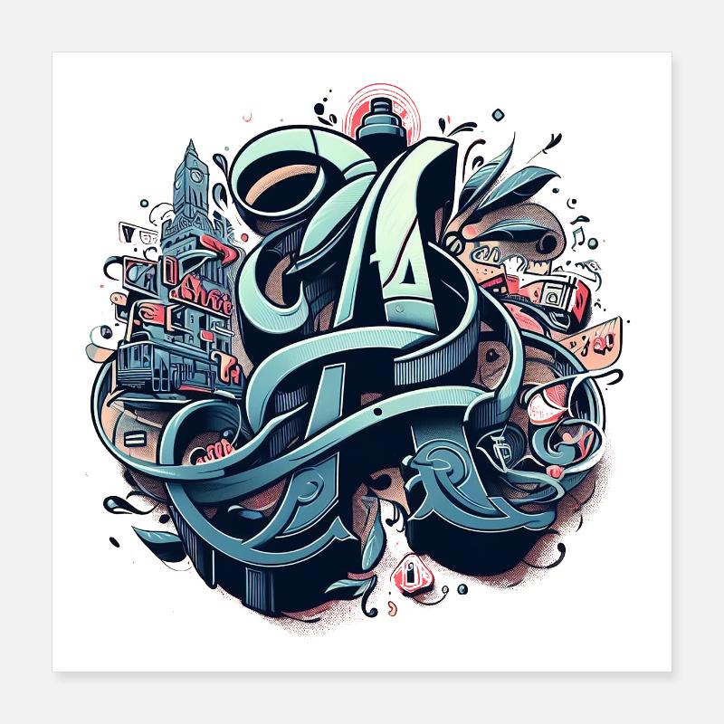 street art, graffiti, Poster 16" x 16" (40x40 cm)