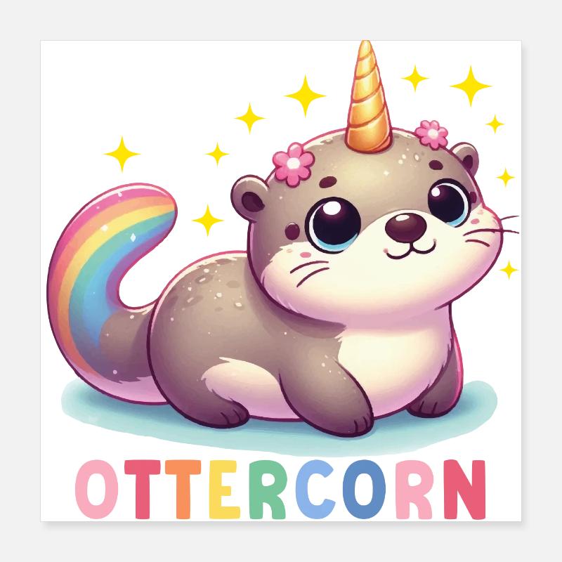 Otter Einhorn Poster 40x40 cm