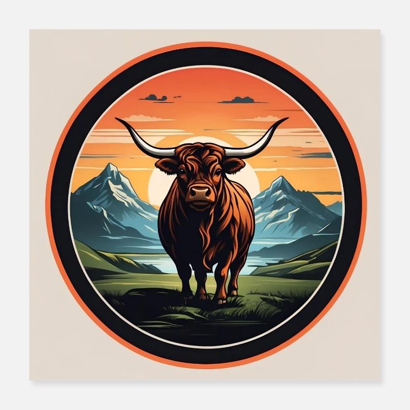 Scottish Highland cattle Highlands Poster 16" x 16" (40x40 cm)