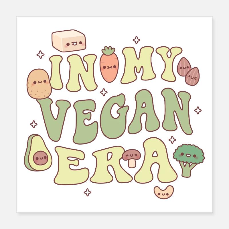 Légumes mignons, tofu et noix dans mon ère végétalienne Poster 40 x 40 cm