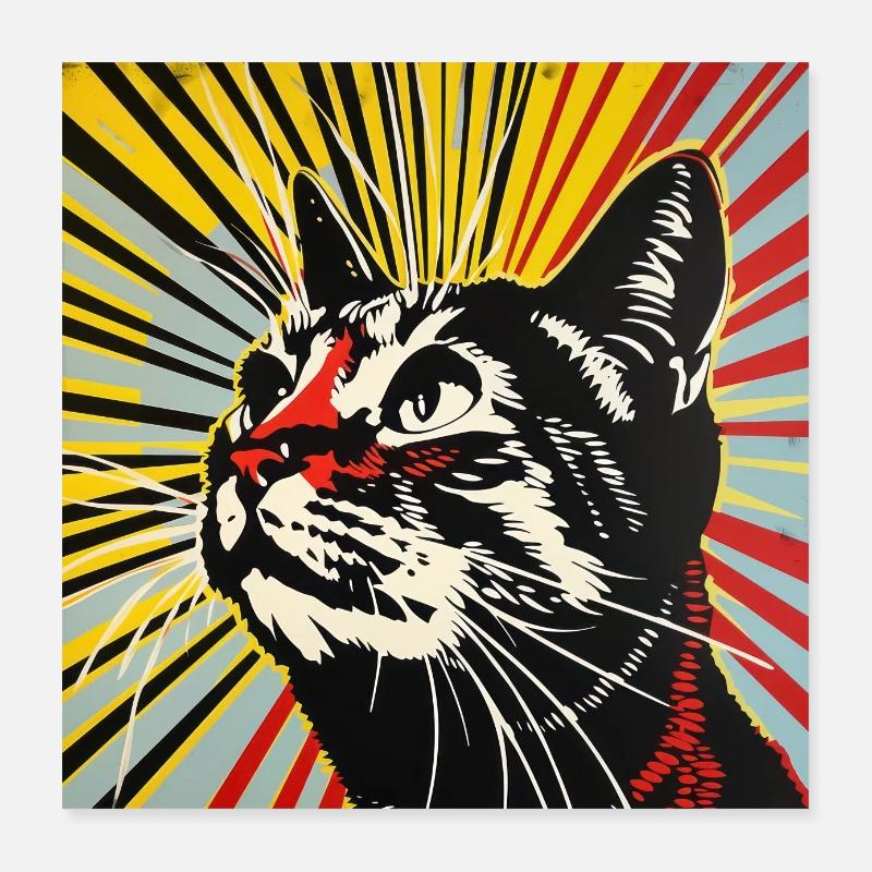Chat, motif de chat, bande dessinée Poster 40 x 40 cm
