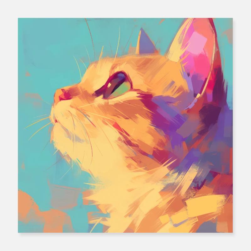 Cat, Cat Motif Poster 16" x 16" (40x40 cm)