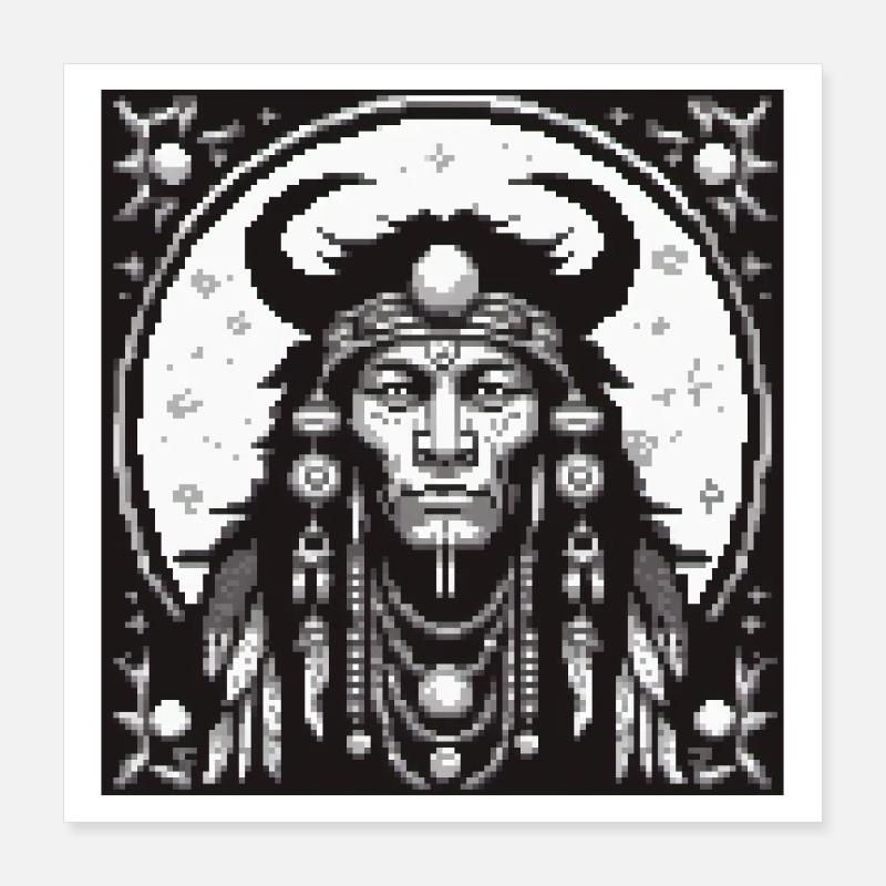 Pixel tribal de la lune Poster 40 x 40 cm