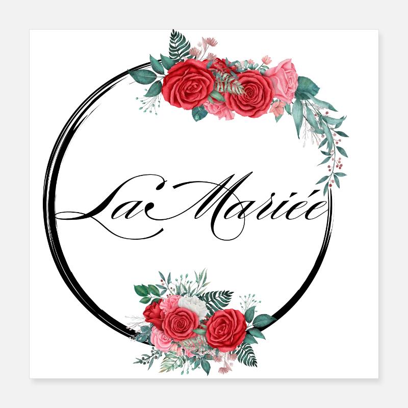 Die rote Blumenbraut - Braut Geschenkidee Poster 40x40 cm