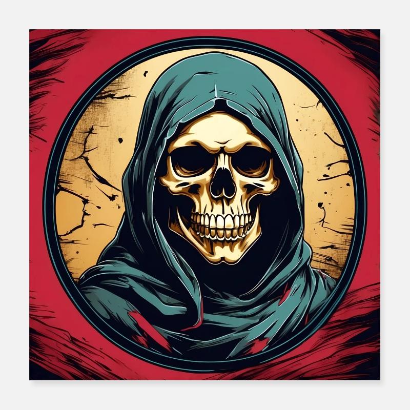 Motif de conception gothique Skull Reaper Poster 40 x 40 cm