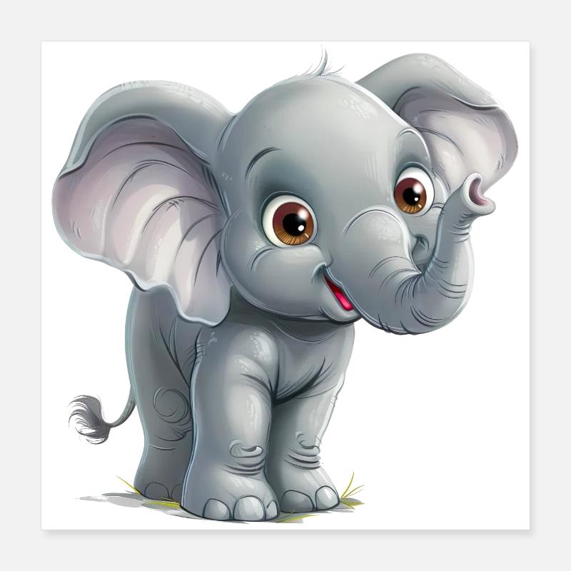Petit éléphant drôle Poster 40 x 40 cm