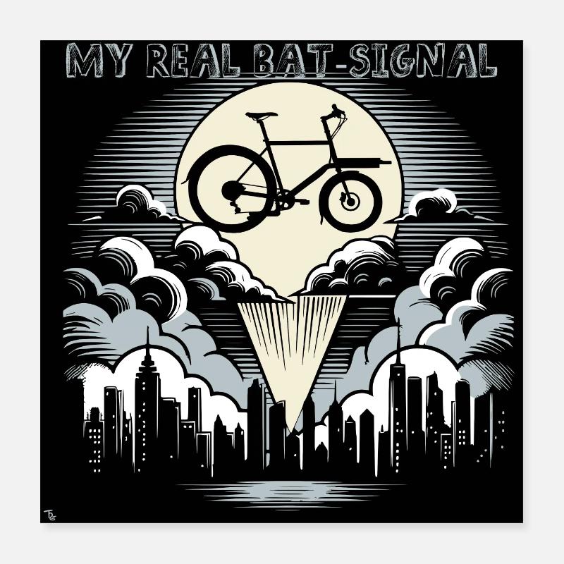 Vélo cargo dans le style Bat-Signal, vélo cargo Poster 40 x 40 cm