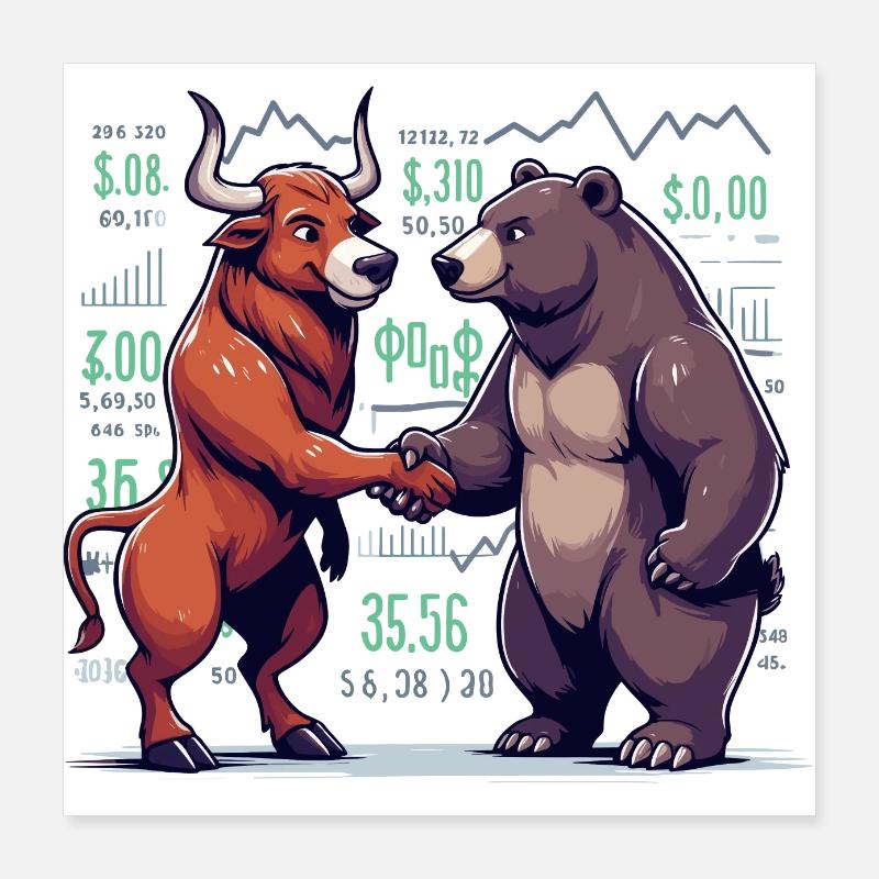 Finance Stocks Taurus Bear Wall Street Gift Poster 16" x 16" (40x40 cm)