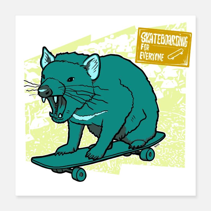 Tasmanian devil on a skateboard Poster 16" x 16" (40x40 cm)