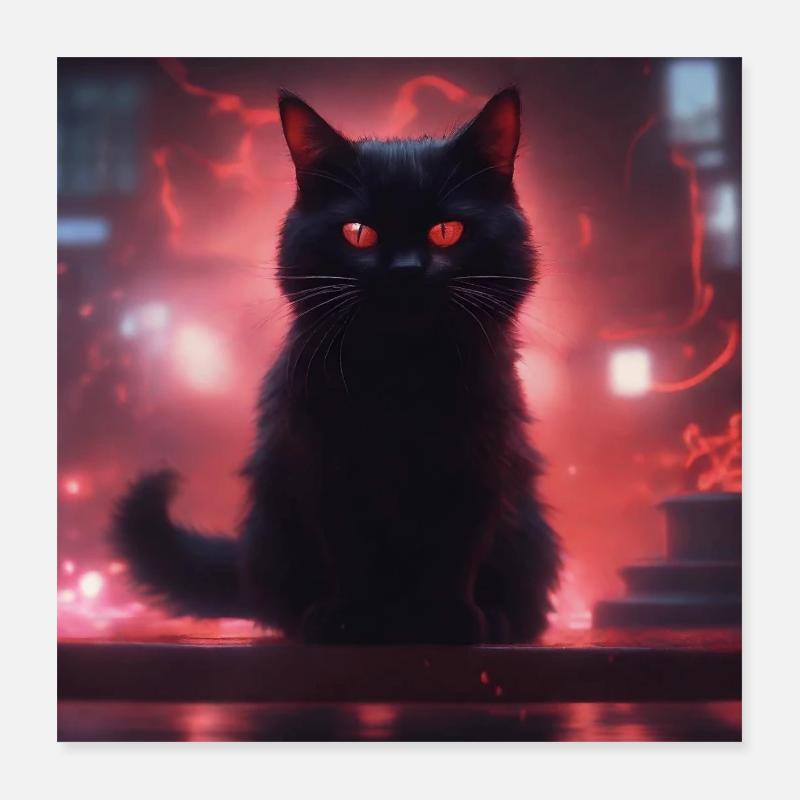 Flammenkatze Poster 40x40 cm