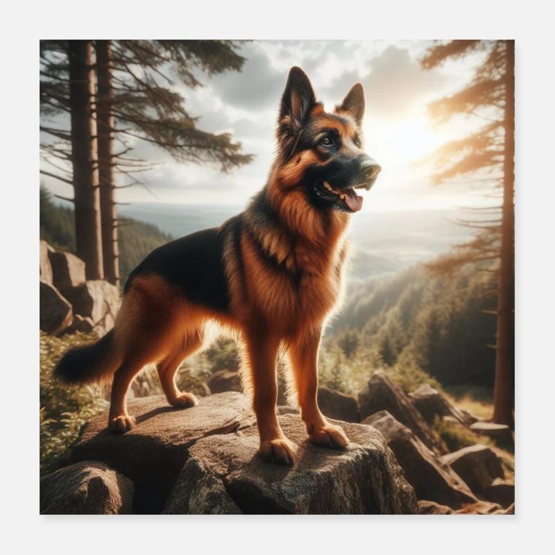 Deutscher Schäferhund Kunst Poster 40x40 cm