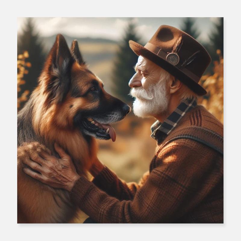 Deutscher Schäferhund Kunst Poster 40x40 cm