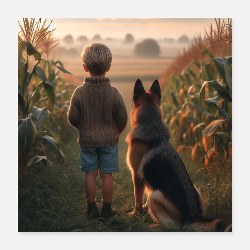 Deutscher Schäferhund Kunst Poster 40x40 cm