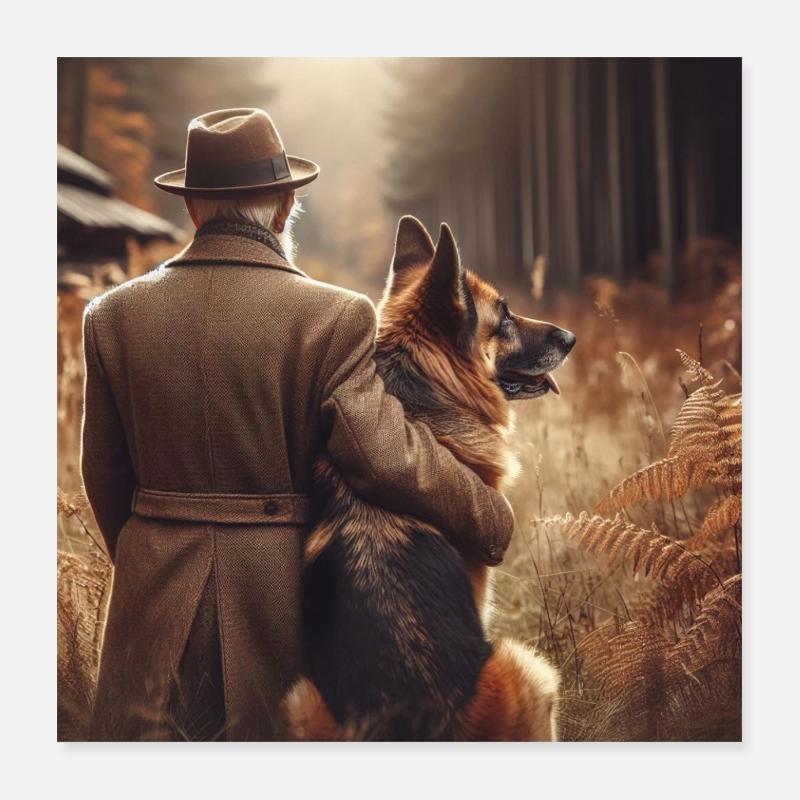 Deutscher Schäferhund Kunst Poster 40x40 cm