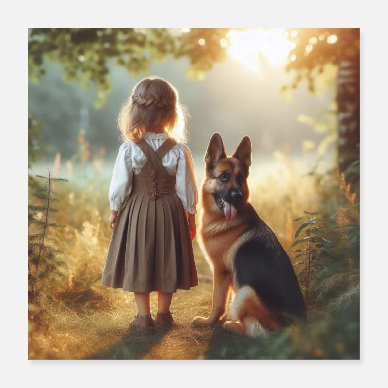 Deutscher Schäferhund Kunst Poster 40x40 cm
