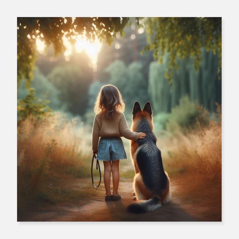 Deutscher Schäferhund Kunst Poster 40x40 cm