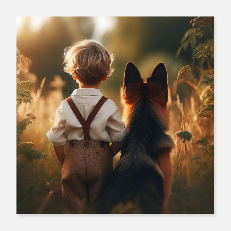 Deutscher Schäferhund Kunst Poster 40x40 cm