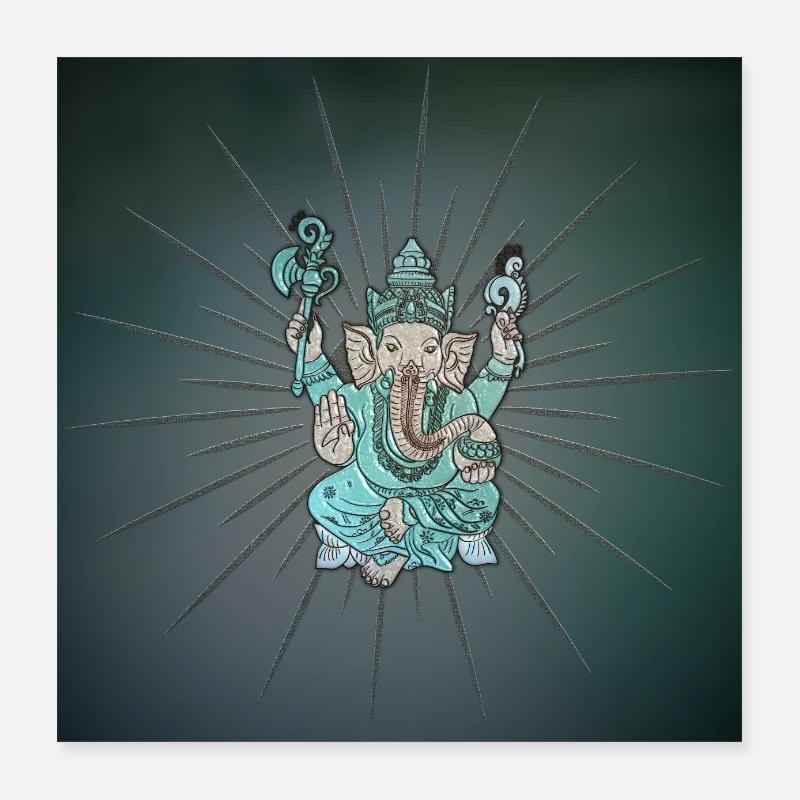 Éléphant indien Ganesha. Poster 40 x 40 cm
