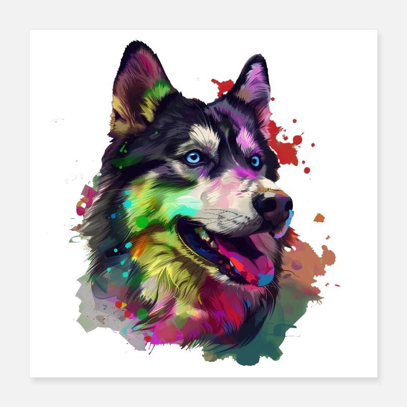 Holi Husky Poster 40x40 cm